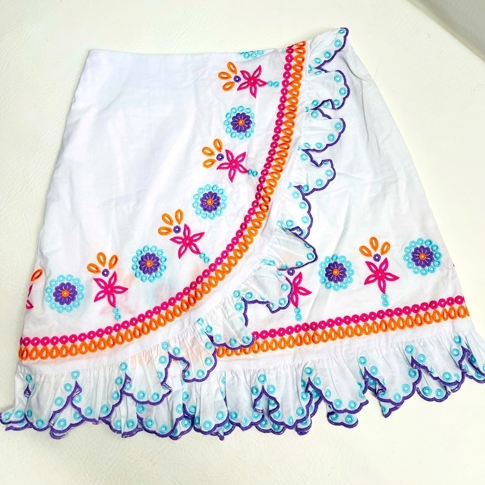 J.Marie womens floral embroidered mini skirts size XS